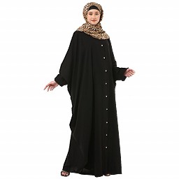Front open Kaftan with fashionable buttons- Black